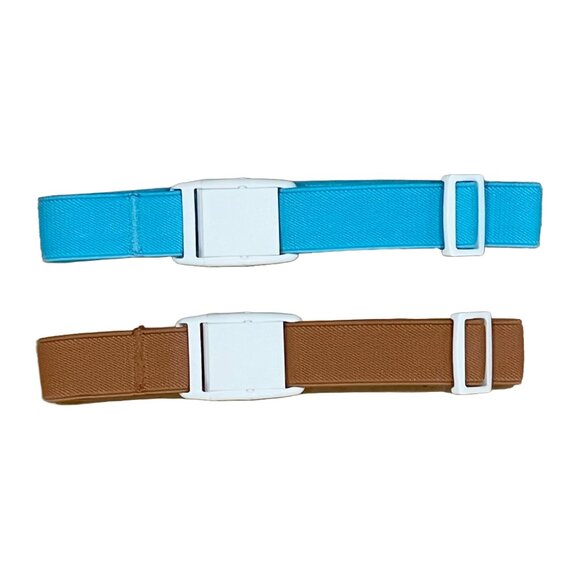 NWOT Kids' Easy Buckle Adjustable Elastic Belts | 2-Pack | Blue & Brown - Picture 3 of 8